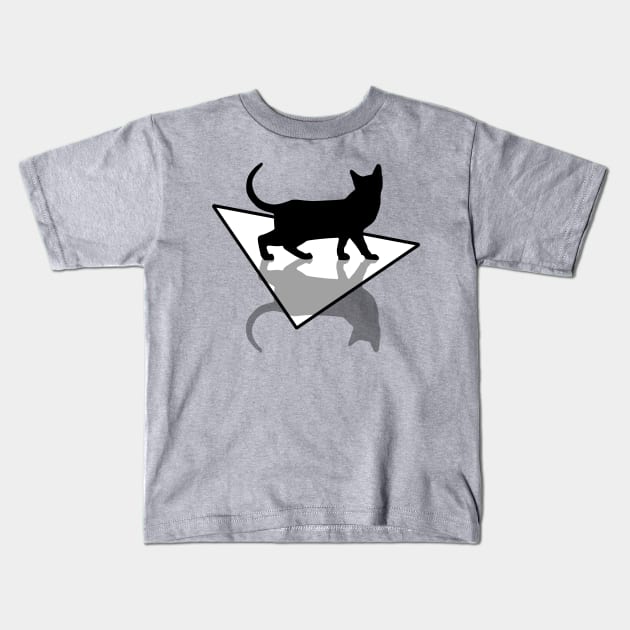 Black Cat with Shadow on Ice Kids T-Shirt by Off the Page